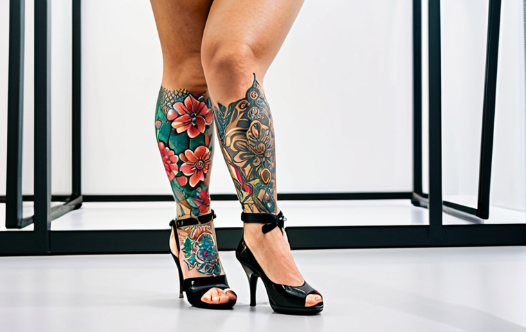 **

A confident Italian woman with a stylish, personalized bionic leg prosthesis. The prosthesis is decorated with vibrant floral patterns inspired by her own tattoos. She is smiling radiantly at a prosthetics event, conveying self-acceptance and empowerment. The background is a modern, well-lit exhibition space.

**